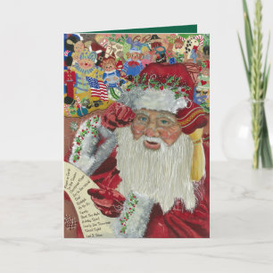 Klassisk tomte grön insida Kontrollera den två gån Helgkort