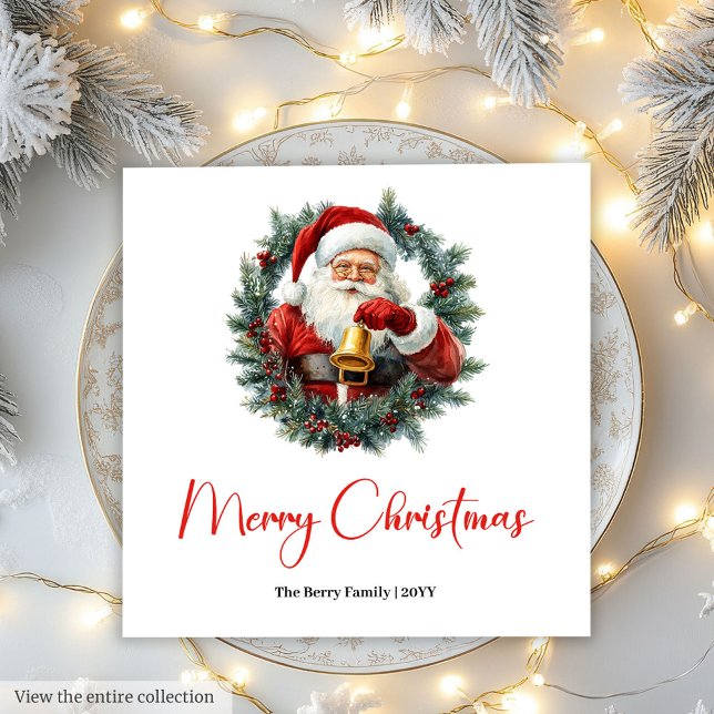 Klassisk Tomte Jul Merry Christmas Serviett Pappersservett (Classic Santa Claus Vintage Merry Christmas Napkin)