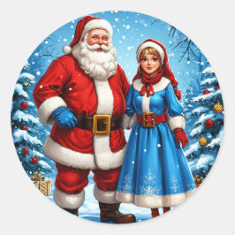 Klassisk Tomte Julmagi Vinterglädje Runt Klistermärke