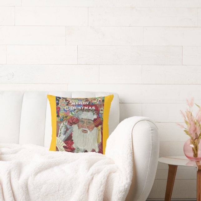 Klassisk tomte - kolla det två gånger Helgdag Guld Kudde (Soffa)