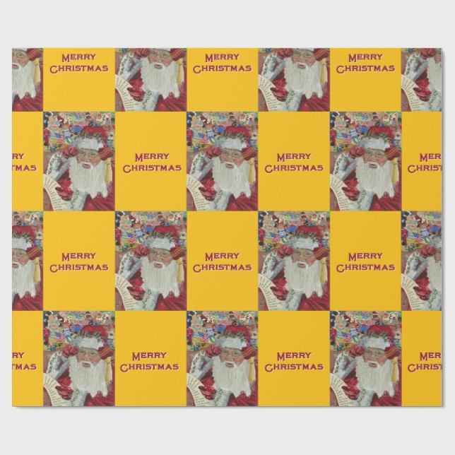 Klassisk tomte - kolla det två gånger Helgdag Guld Presentpapper (Platt)