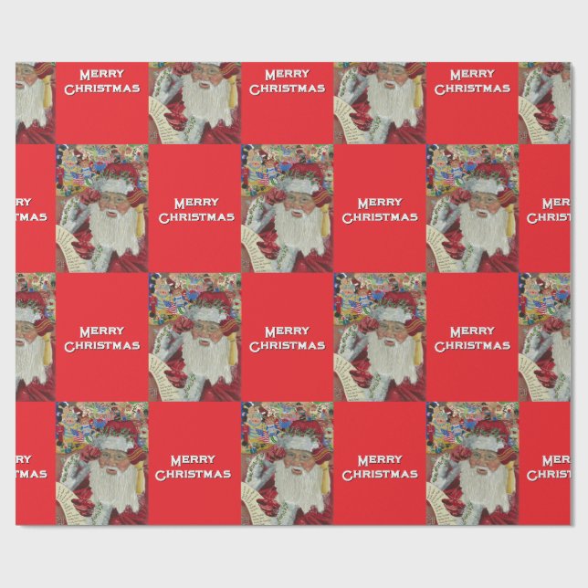 Klassisk tomte - kolla det två gånger Helgdag Red Presentpapper (Platt)