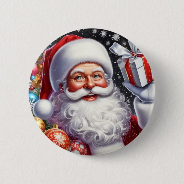 Klassisk tomte med nuvarande och prydnadsföremål knapp (Framsida)