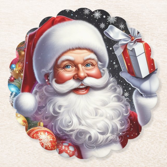 Klassisk tomte med nuvarande och prydnadsföremål underlägg papper (Framsida)