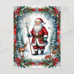 Klassisk tomte med stav julkort helg vykort