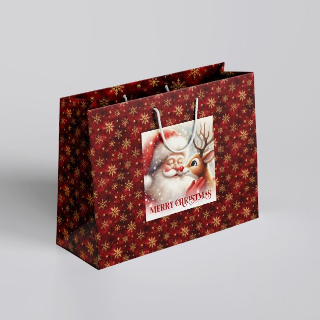 Klassisk Tomte och Rudolf jul barn   (Classic Santa Claus and Rudolph Christmas Kids Gift Bag

)