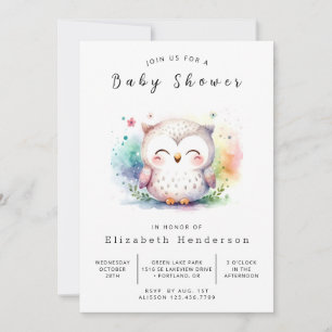 Klassisk Träd Uggla Baby Shower Inbjudningar