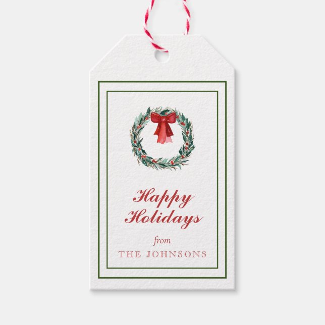 Klassisk traditionell jul Tartan Plade-andedräkt Presentetikett (Framsidan)