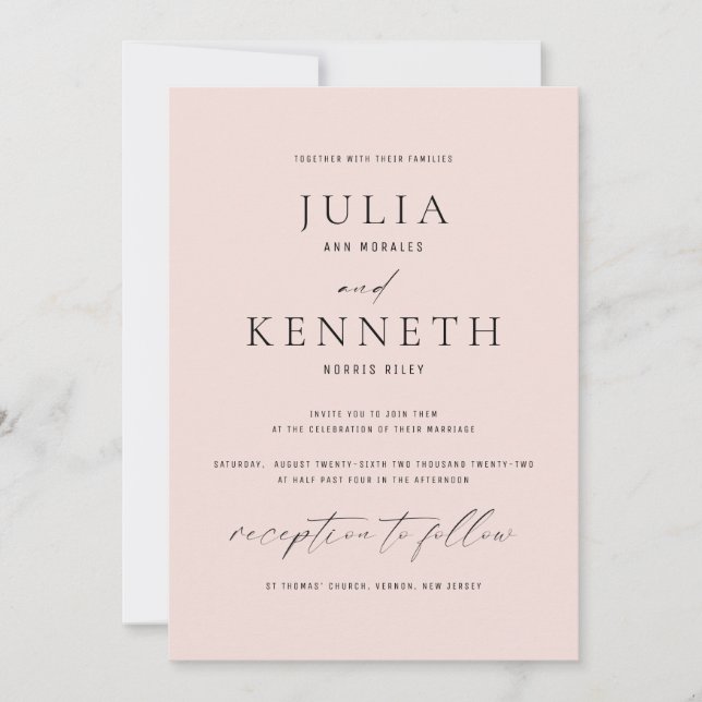 Klassisk, traditionell mjuk inbjudan till Rosa brö (Framsida)