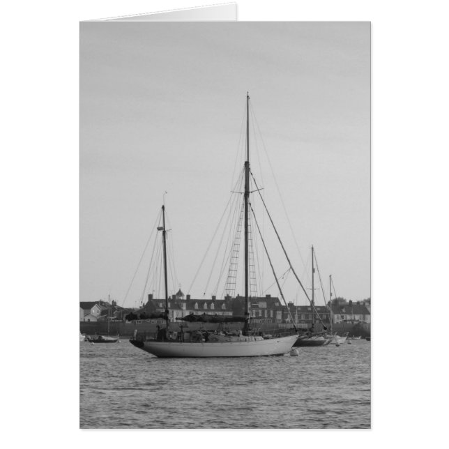 Klassisk träyacht hälsningskort (Framsidan)