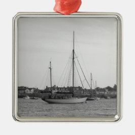 Klassisk träyacht julgransprydnad metall