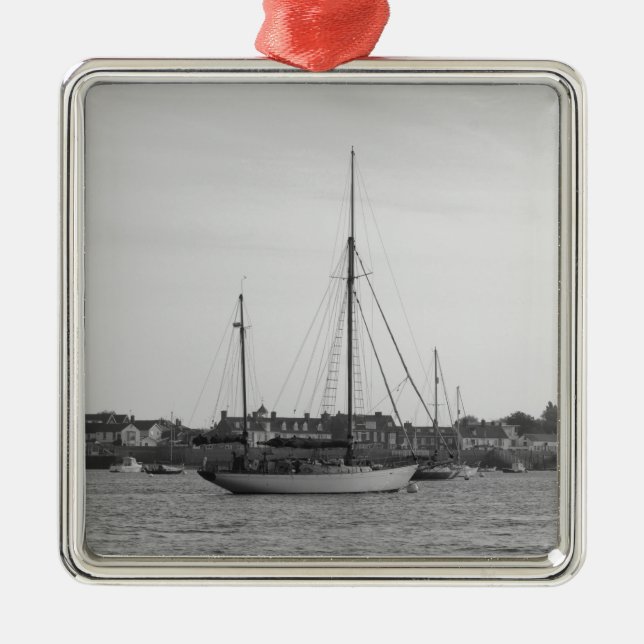 Klassisk träyacht julgransprydnad metall (Framsidan)