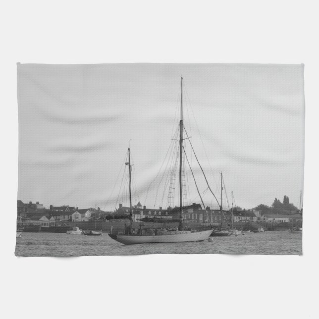 Klassisk träyacht kökshandduk (Horisontell)