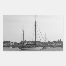 Klassisk träyacht rektangulärt klistermärke