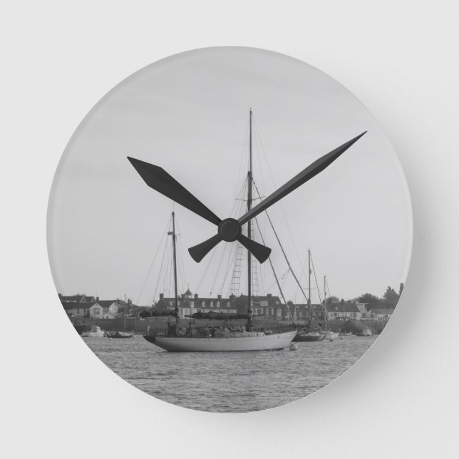 Klassisk träyacht rund klocka (Framsida)