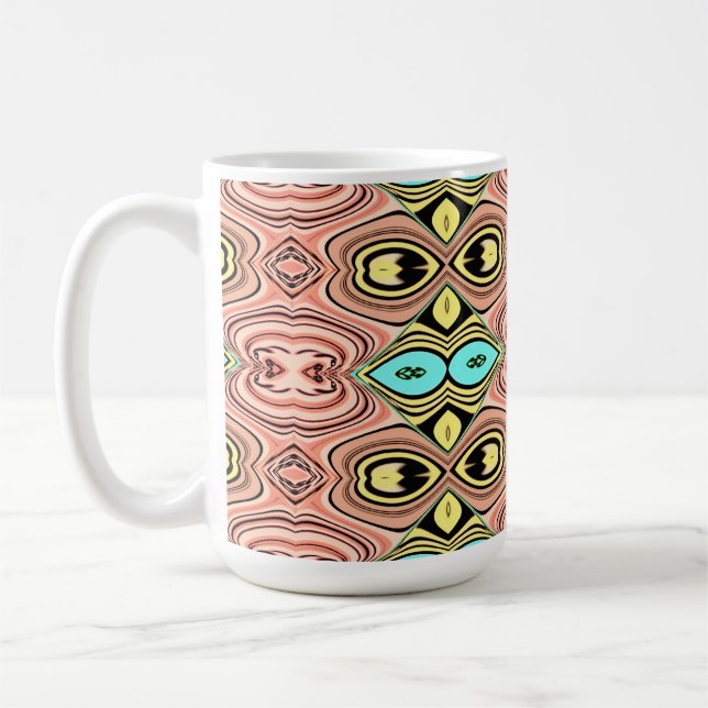 Klassisk trendig vintage färgrik mönsterdesign kaffemugg (Vänster)