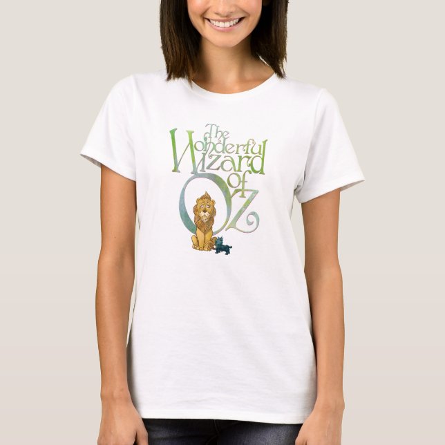 Klassisk Trollkarlen från Oz - Fegis Lejon & Toto  T Shirt (Framsida)