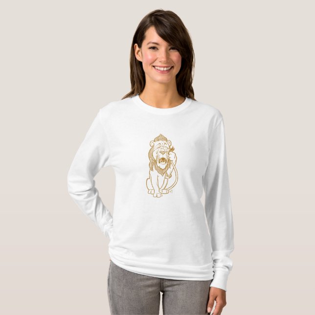 Klassisk Trollkarlen från Oz -  Ledsen fegis lejon T Shirt (Hel framsida)