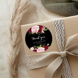 Klassisk Tropical Black Burgundy-Tack-förmån Runt Klistermärke