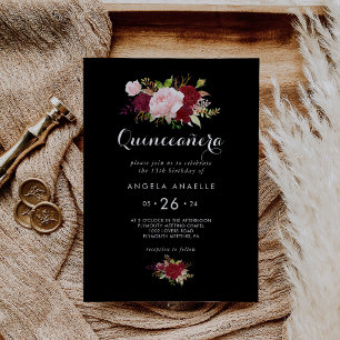 Klassisk Tropical Black Quinceañera-Födelsedagsfes Inbjudningar