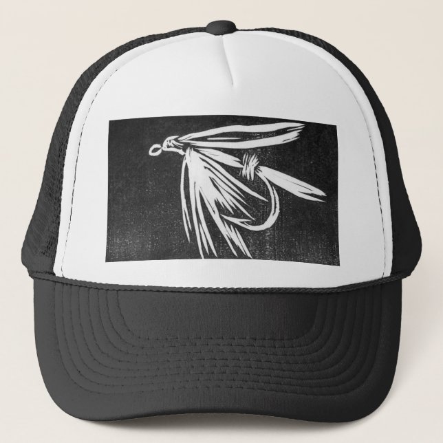 Klassisk Trout Fly Hat "Blöt Fly Black" Truckerkeps (Framsida)