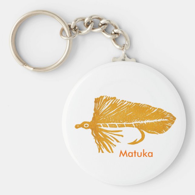 Klassisk Trout Fly Keychain Golden Matuka Streamer Nyckelring (Framsidan)
