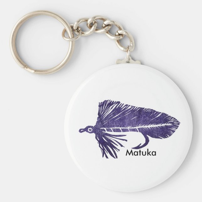 Klassisk Trout Fly Keychain Lila Matuka Streamer Nyckelring (Framsidan)