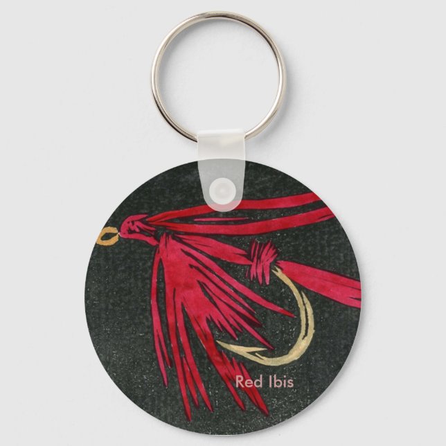 Klassisk Trout Fly Keychain "Red Ibis"-Blöt Fly Nyckelring (Framsida)
