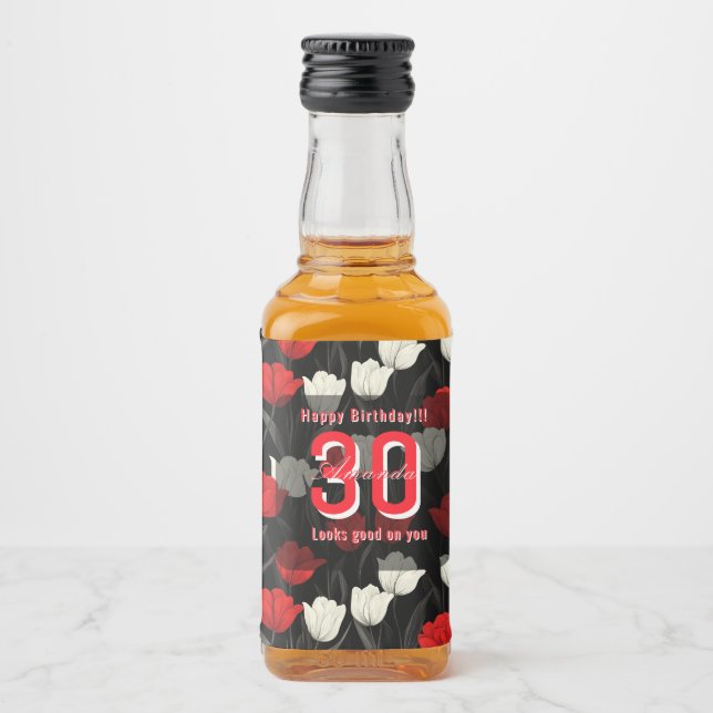 Klassisk Tulpan Tema Flickas Födelsedag Spritflaskor Etikett (Framsida)