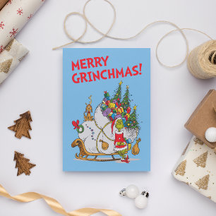 Klassisk tum   Grinch & Max Runaway Slei Julkort