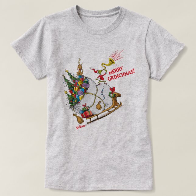 Klassisk tum | Merry Grinchmas! T Shirt (Design framsida)
