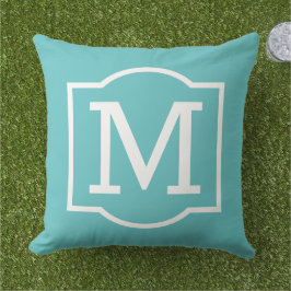 Klassisk turkos Blue Anpassningsbar Monogram Brev Kudde