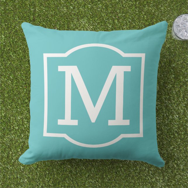 Klassisk turkos Blue Anpassningsbar Monogram Brev Kudde (Gräs)