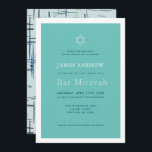 Klassisk turkos Blue Pub Mitzvah Inbjudningar<br><div class="desc">Pub Mitzvahs klassiska,  enkla och chic inbjudan har en turkosblå bakgrund som är framtagen av ett vitt gräns med dårstjärnan. Den omvända sidan har en ljusblå bakgrund med abstraktens blå linje mönster. Anpassa den efter dina behov. Du hittar matchande produkter i min butik.</div>