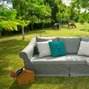 Klassisk turkos hibiscus monogram Dekorativ kudde