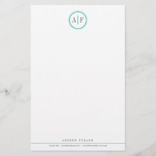 Klassisk turkos Monogrammed Stationery Brevpapper