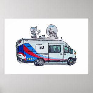 Klassisk TV-nyhetsbil Poster
