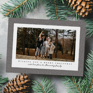 Klassisk tweedram svart vit julfoto julkort