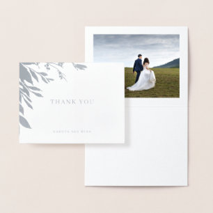 Klassisk typografi Bröllop Photo Tack Silver Folierat Kort