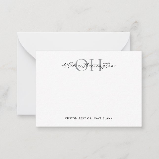Klassisk typografi för modern svart och vitt skrip anteckningskort (Framsida)