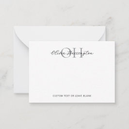 Klassisk typografi för modern svart och vitt skrip anteckningskort