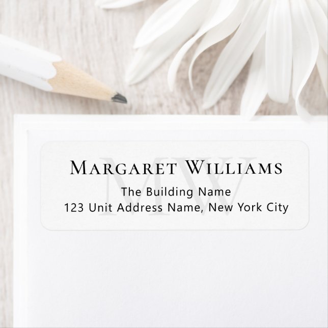 Klassisk typografi monogram professionell adress returadress etikett (Insitu)