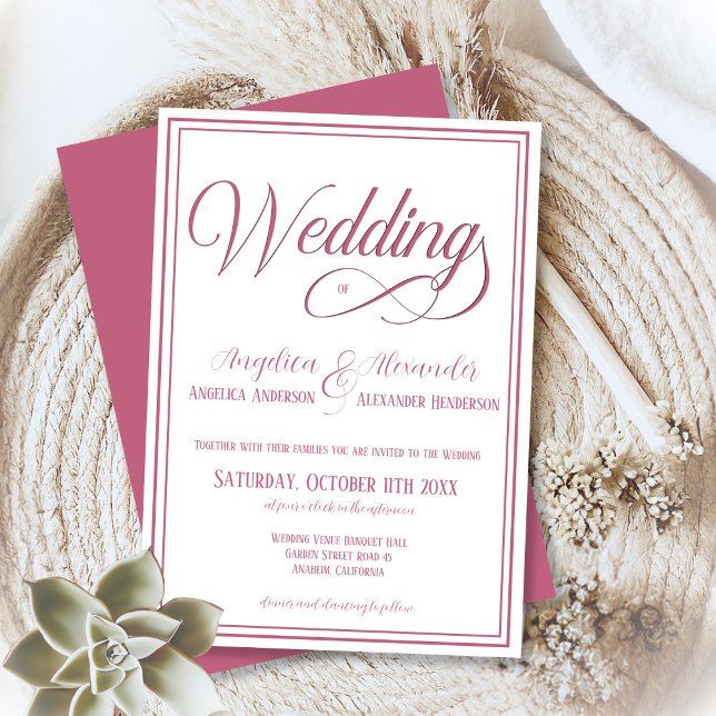 Klassisk typografi Rosegold White Formal Bröllop Inbjudningar (Skapare uppladdad)