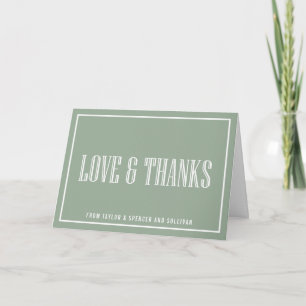 Klassisk typografi Sage Green Bröllop Tack Kort