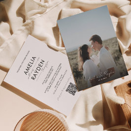 Klassisk typografisk skrift Foto QR-kod Bröllop Inbjudningar