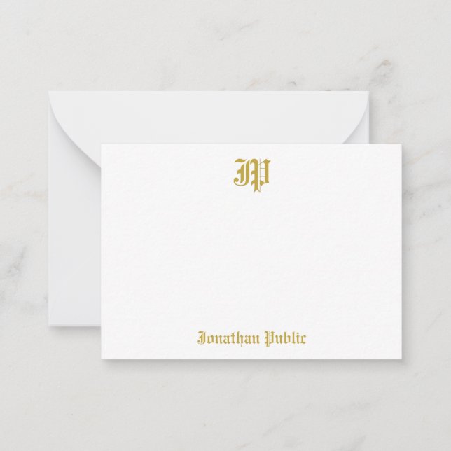 Klassisk typsnitt guld text kalligrafi monogram na anteckningskort (Framsida)
