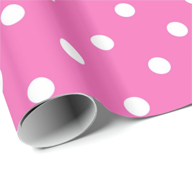 Klassisk, underbar,elegantens rosa och vit polka d presentpapper (Rullad Hörn)