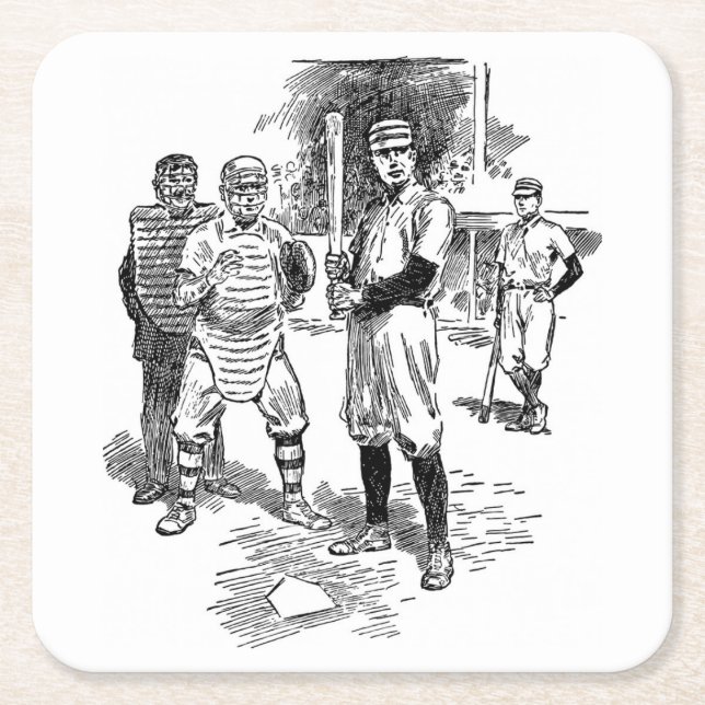 Klassisk Underlägg baseball-uppsättning Papper Kvadrat (Framsidan)