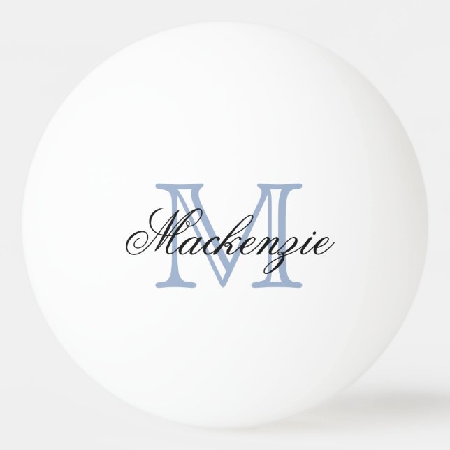 Klassisk uppspelning | Monogram Namn Script Blue I Pingisboll (Framsidan)