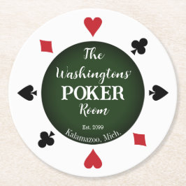 Klassisk uppspelningskort Poker Room Beer Drink Underlägg Papper Rund